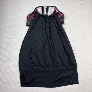 Lululemon No Limits Tank Top Black Floral Shelf Bra Racerback Performance Size 4